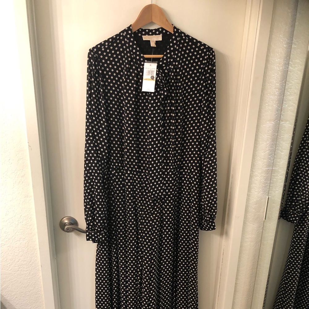 Michael Kors black and white polkadot jumper with bow